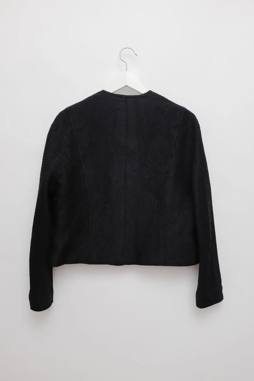 0039_CROP QUILTED BLACK VINTAGE BLAZER