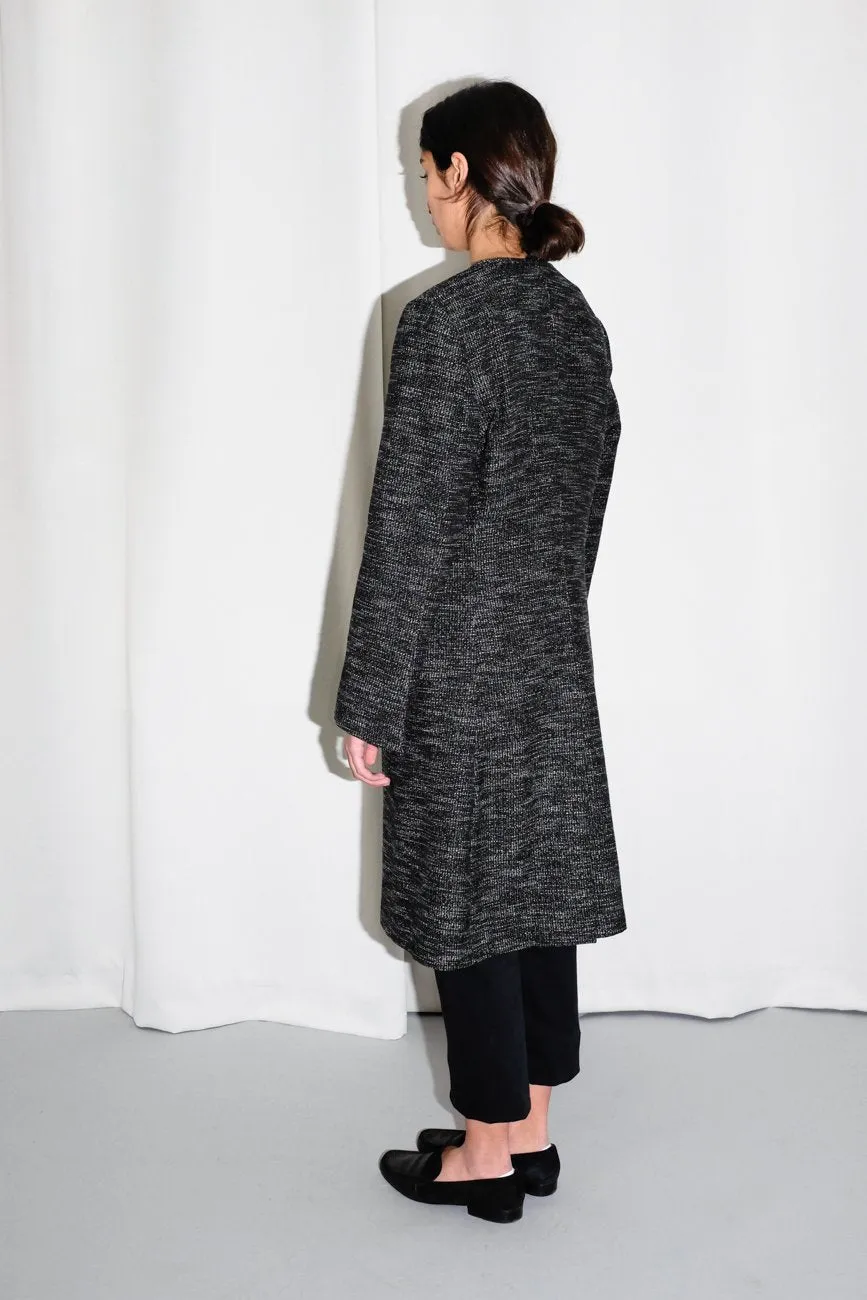 0639_VINTAGE MELANGE BLACK MINIMALIST COAT