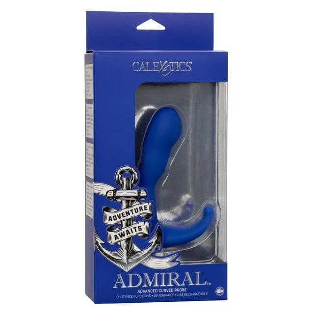 Admiral Advanced Silicone Curved 10 Function Dual Motor Prostate Probe Blue