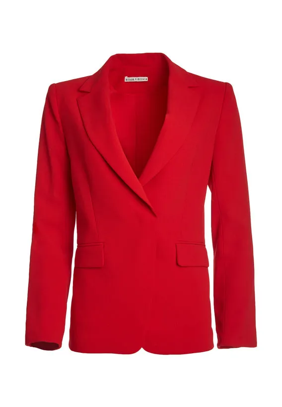 ALICE   OLIVIA - Helena Roll Sleeve Blazer Ruby