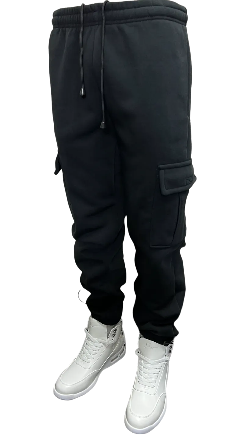 Black Men's Sweatpants Cargo Pants 2 Side Pockets