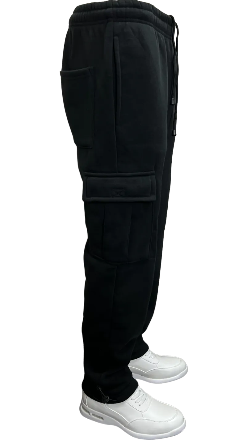 Black Men's Sweatpants Cargo Pants 2 Side Pockets