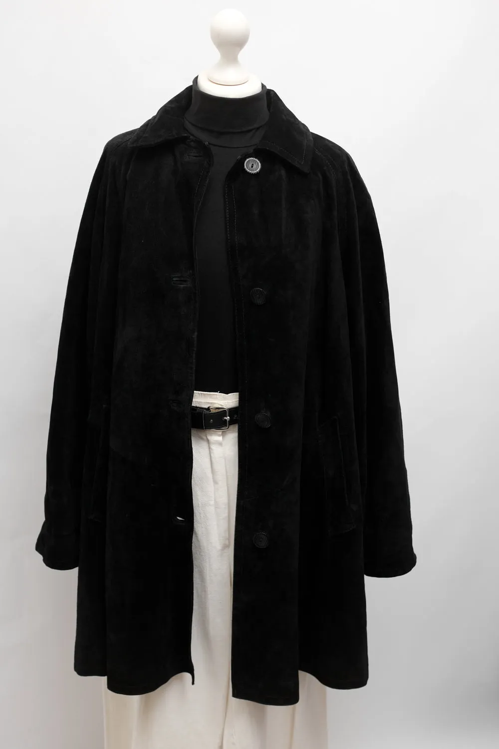 BLACK SUEDE LEATHER COAT