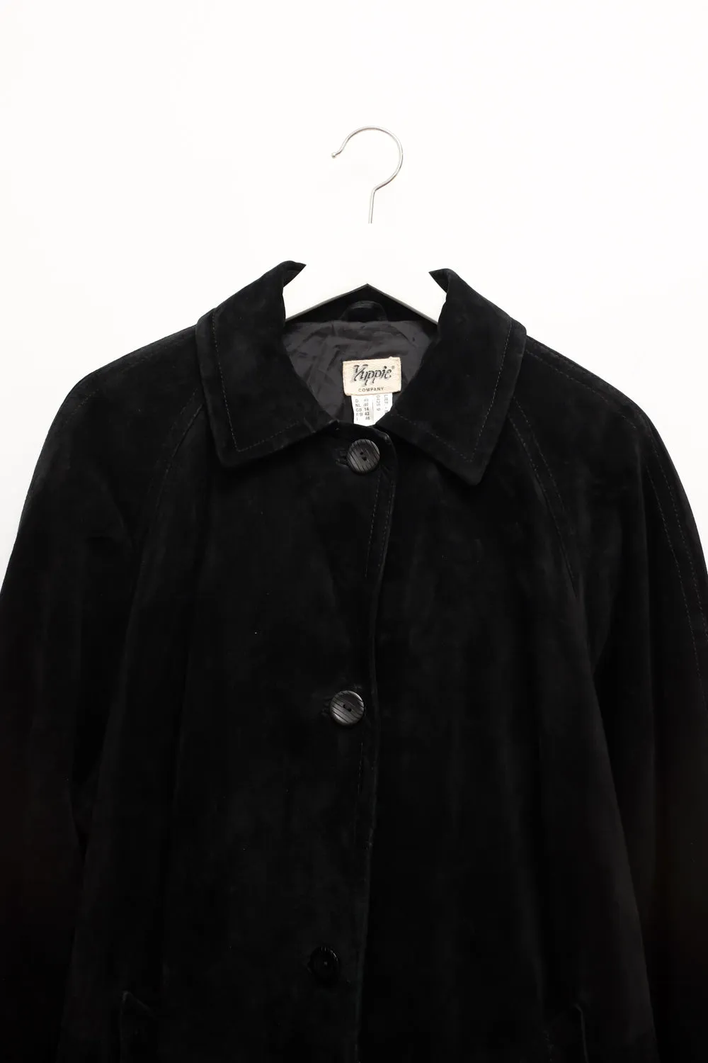 BLACK SUEDE LEATHER COAT