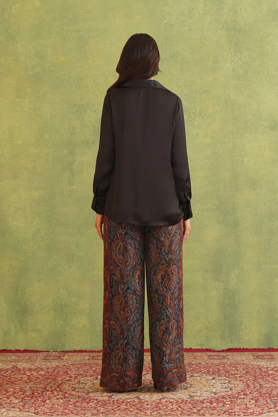 Black Top with Paisley Woven Pant