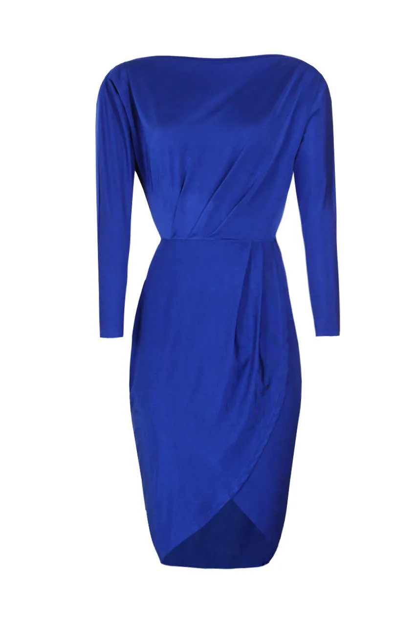 Blue Wrap Midi Dress