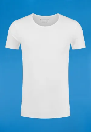 BODYFIT T-shirt deep O-neck - White