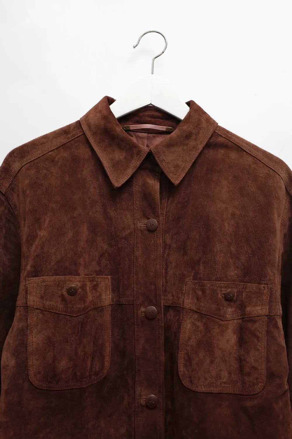 BROWN SUEDE LEATHER SHIRT JACKET