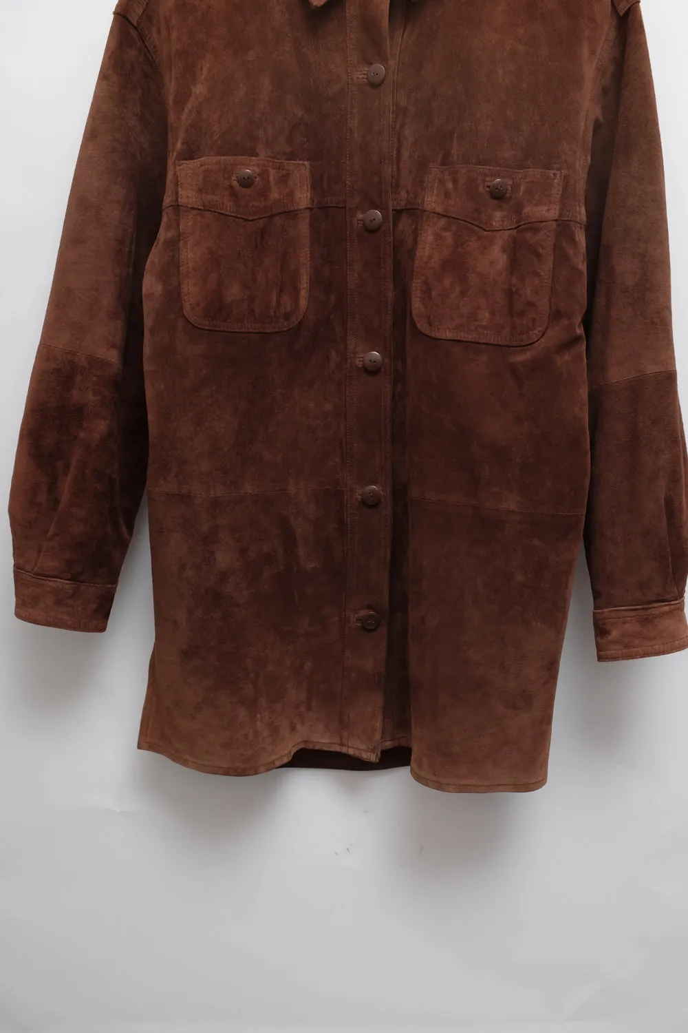 BROWN SUEDE LEATHER SHIRT JACKET