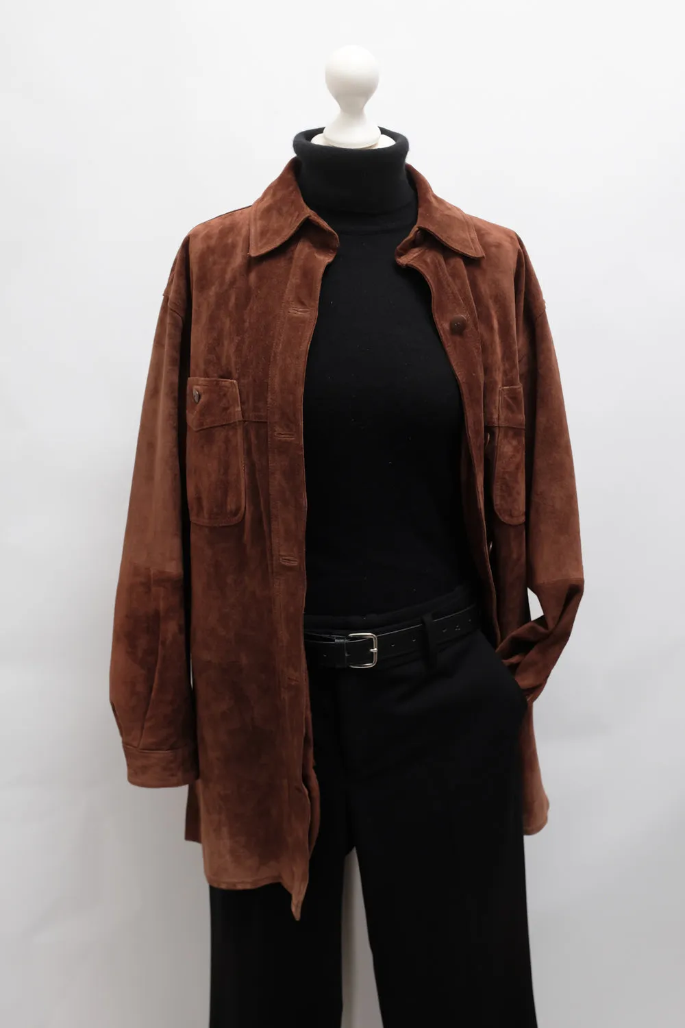 BROWN SUEDE LEATHER SHIRT JACKET