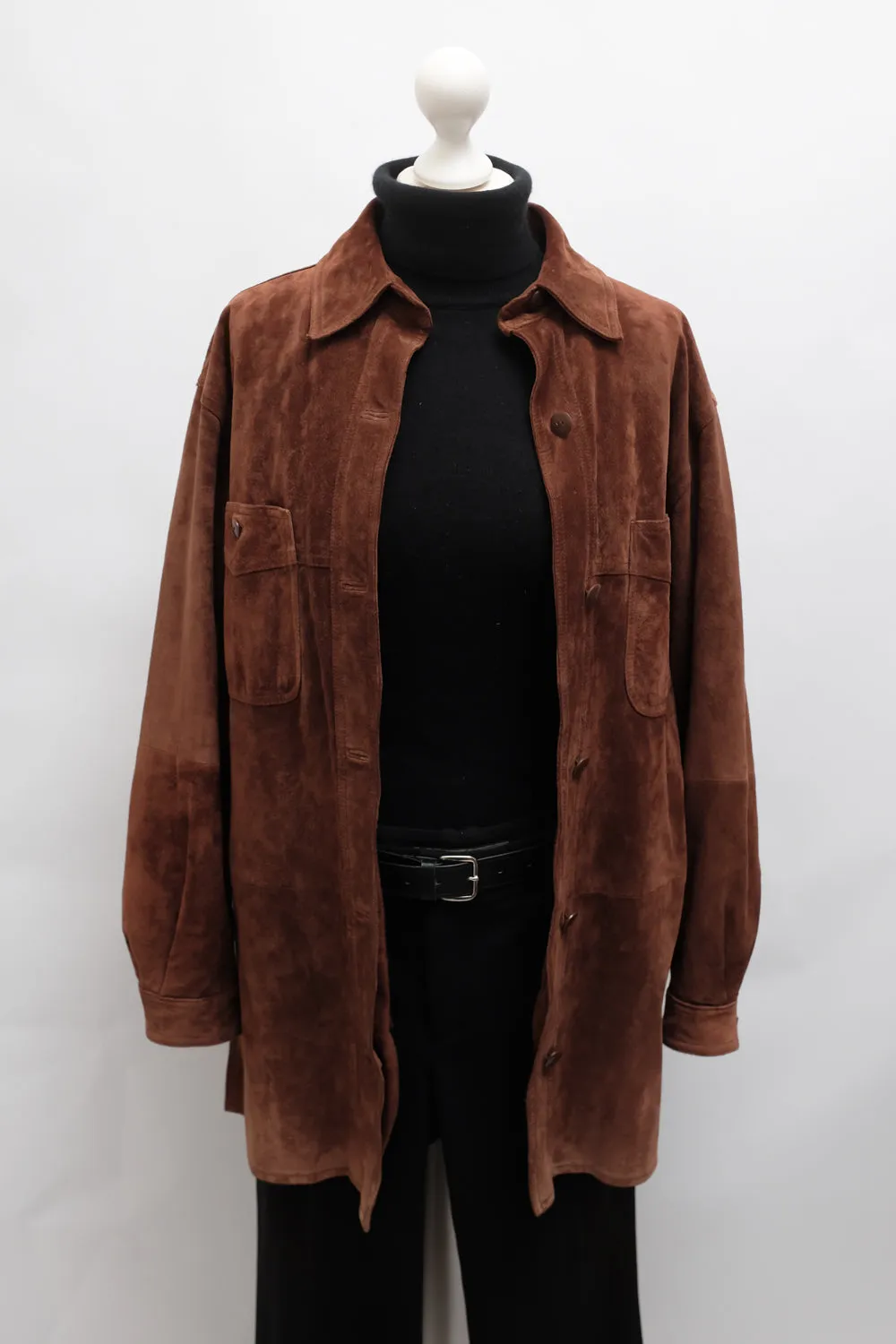 BROWN SUEDE LEATHER SHIRT JACKET