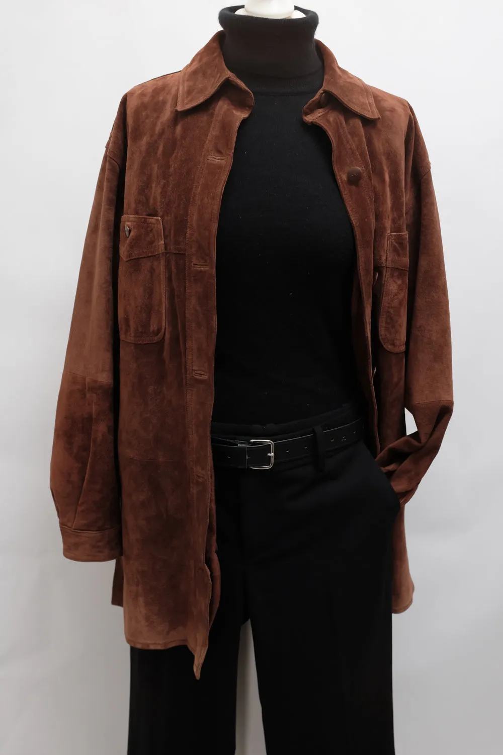 BROWN SUEDE LEATHER SHIRT JACKET