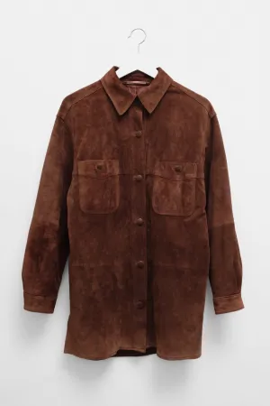 BROWN SUEDE LEATHER SHIRT JACKET