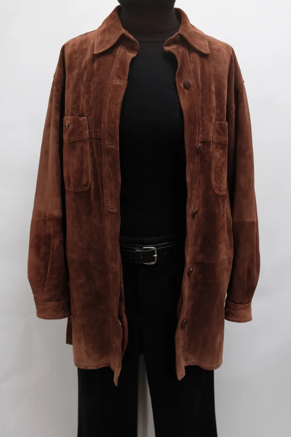 BROWN SUEDE LEATHER SHIRT JACKET