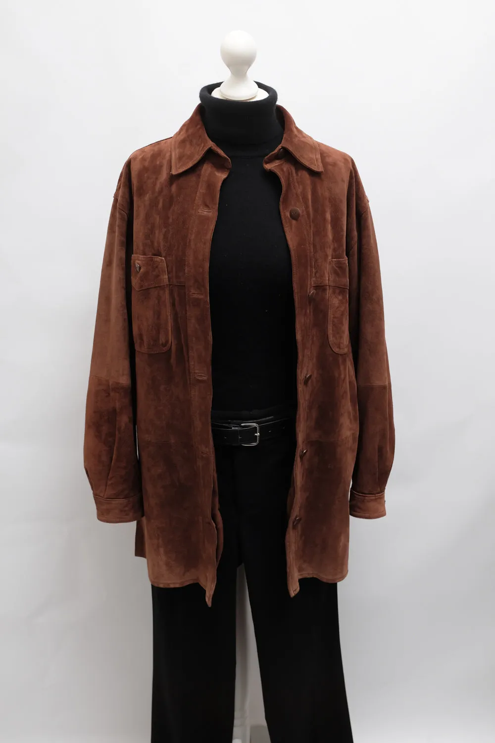 BROWN SUEDE LEATHER SHIRT JACKET