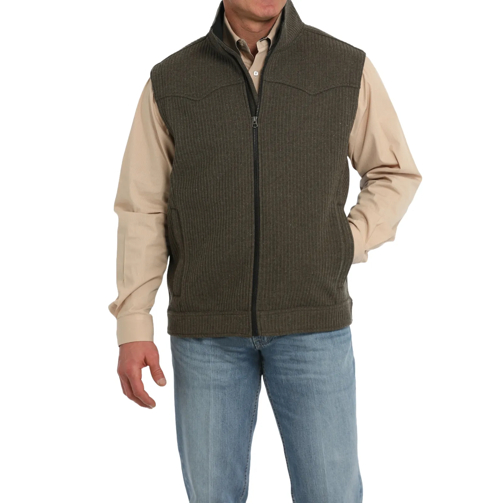 Cinch Mens Bonded Khaki Wooly Vest MWV1909004