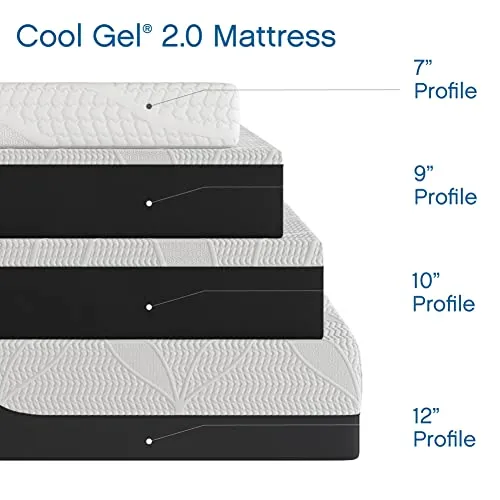 Classic Brands Cool Gel Chill Memory Foam 14-Inch Mattress with 2 Pillows |CertiPUR-US Certified |Bed-in-a-Box, King