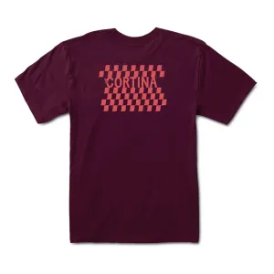 Cortina Bearings Rose Check Tee - Burgundy