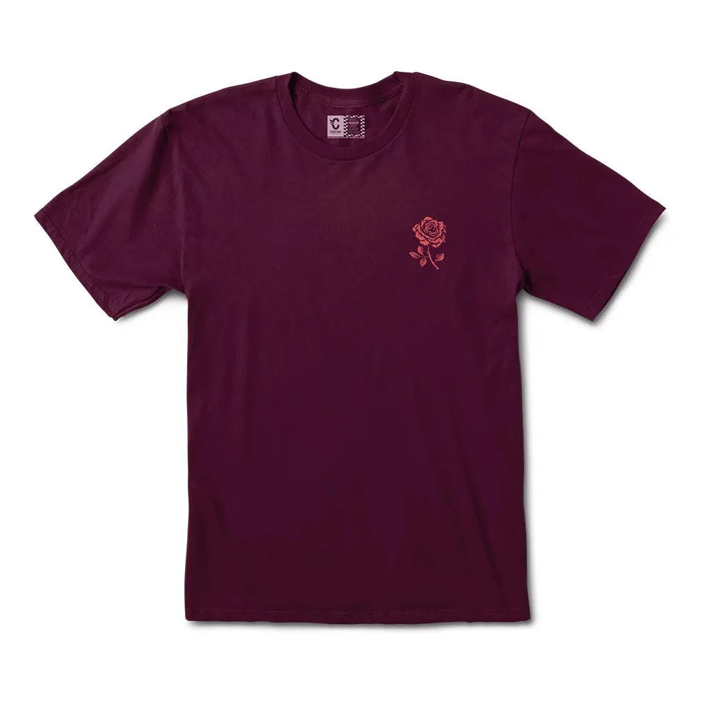 Cortina Bearings Rose Check Tee - Burgundy