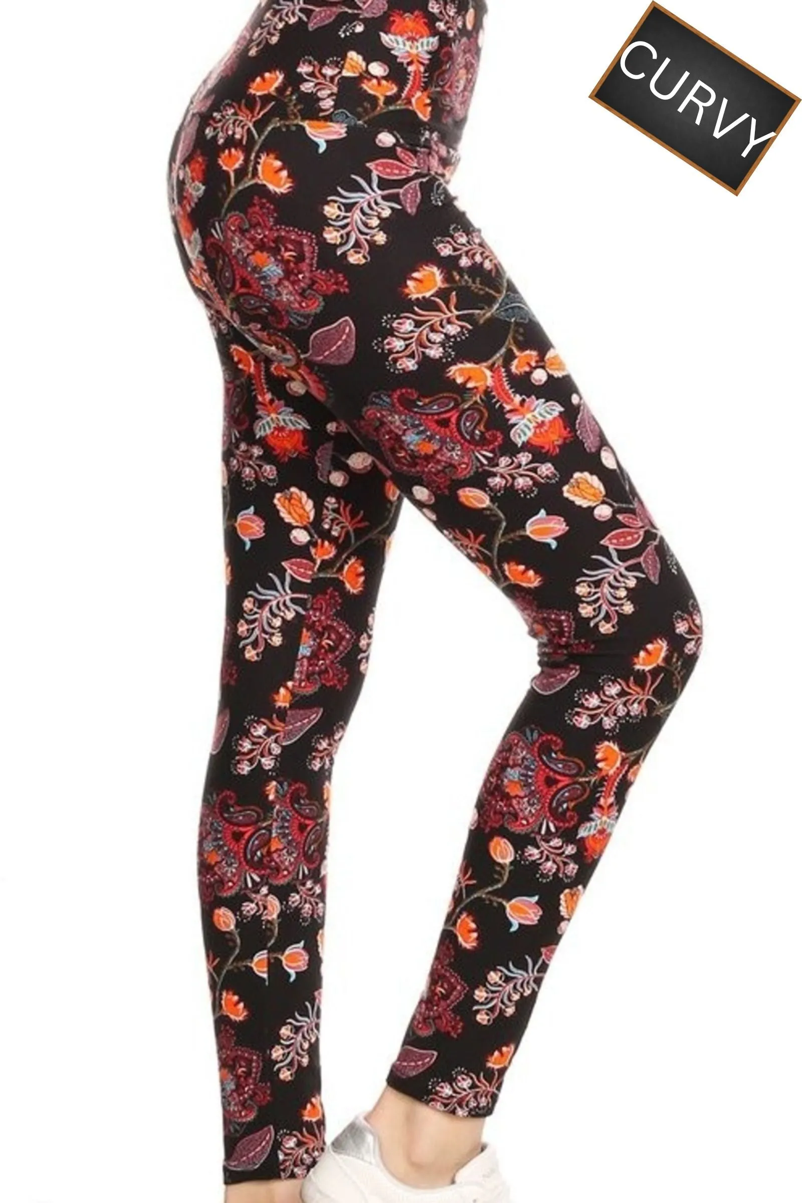 CURVY Ruby Paisley Yoga Legging