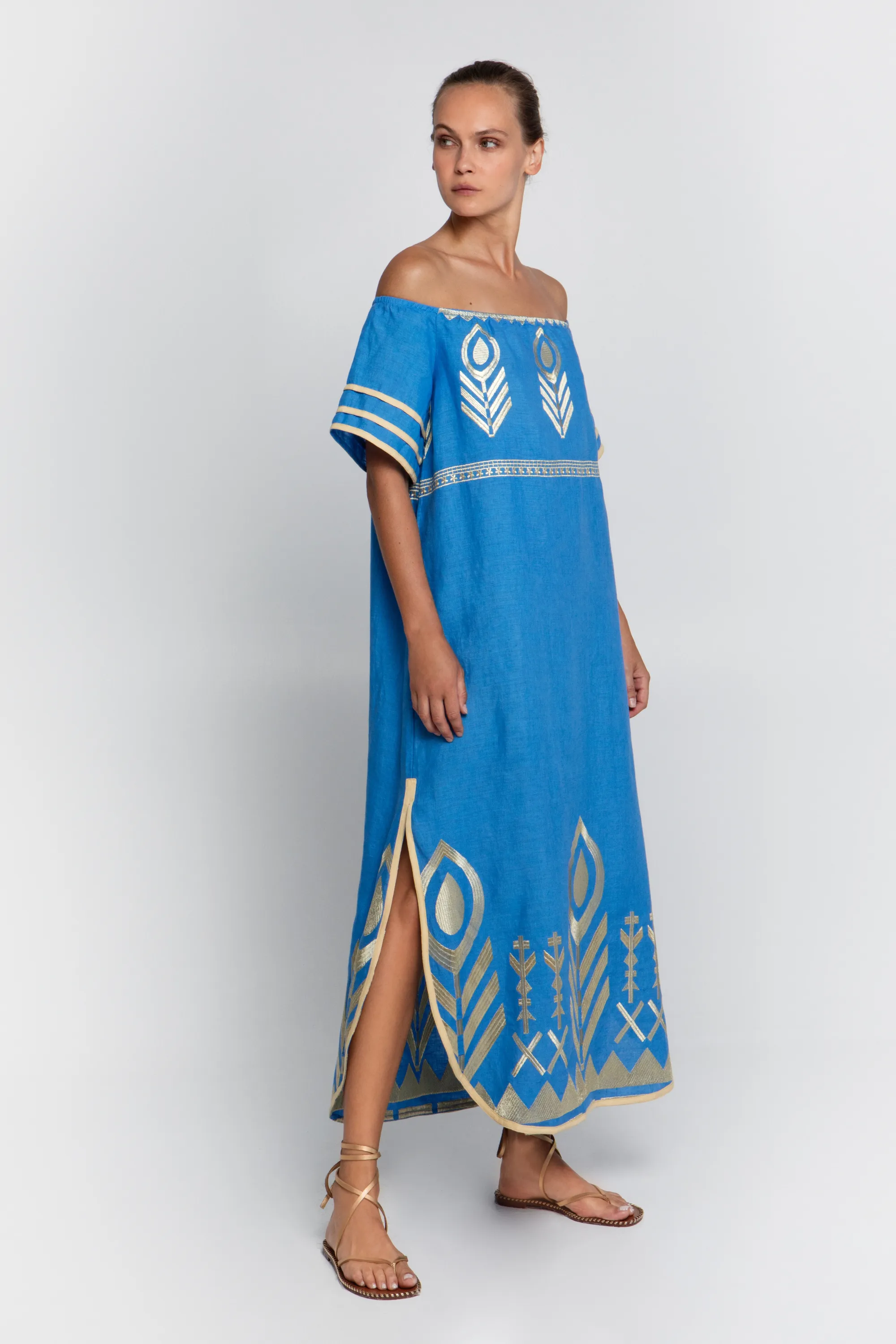 Dress long feather strapless - Greek Archaic Kori