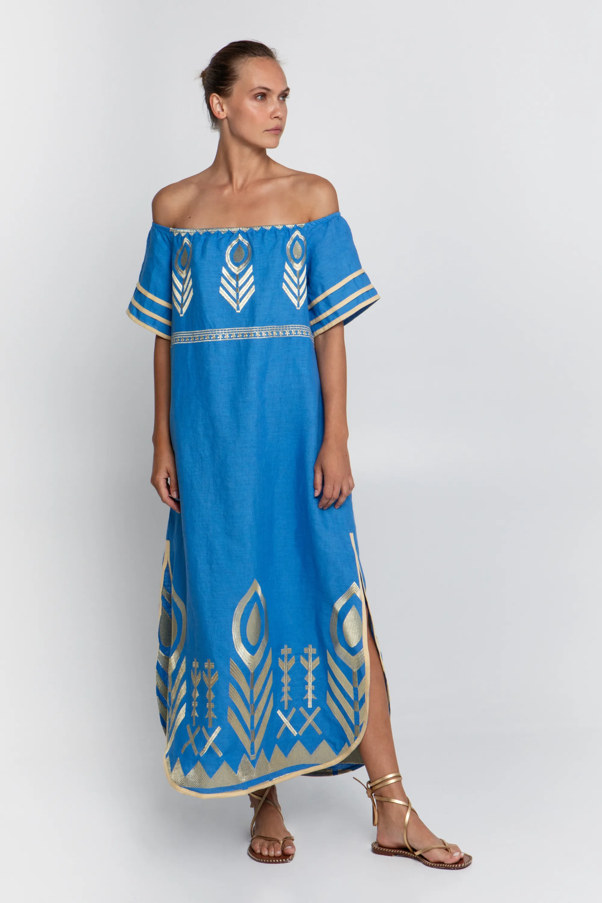 Dress long feather strapless - Greek Archaic Kori