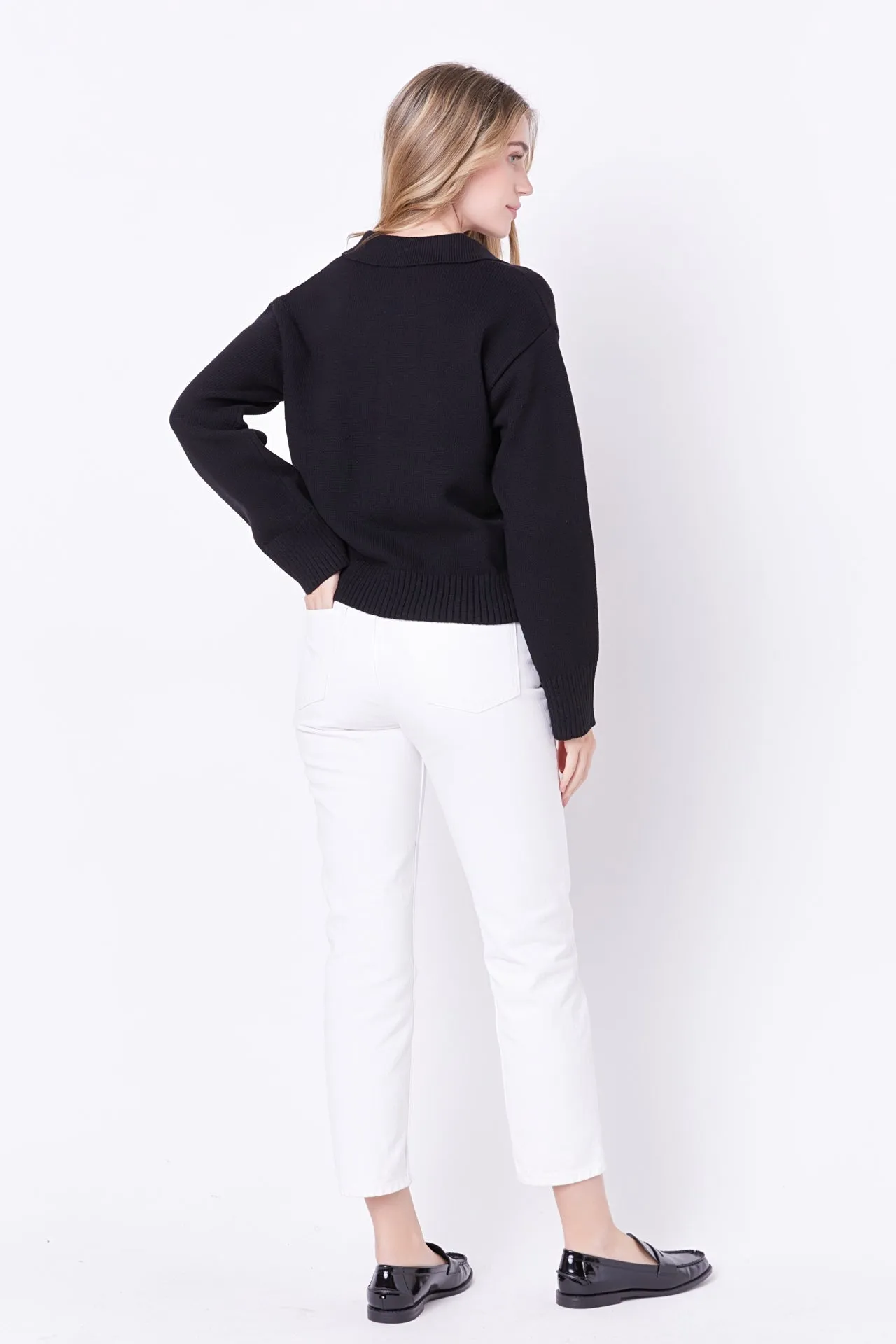 English Factory - V-neckline with Collar Sweater