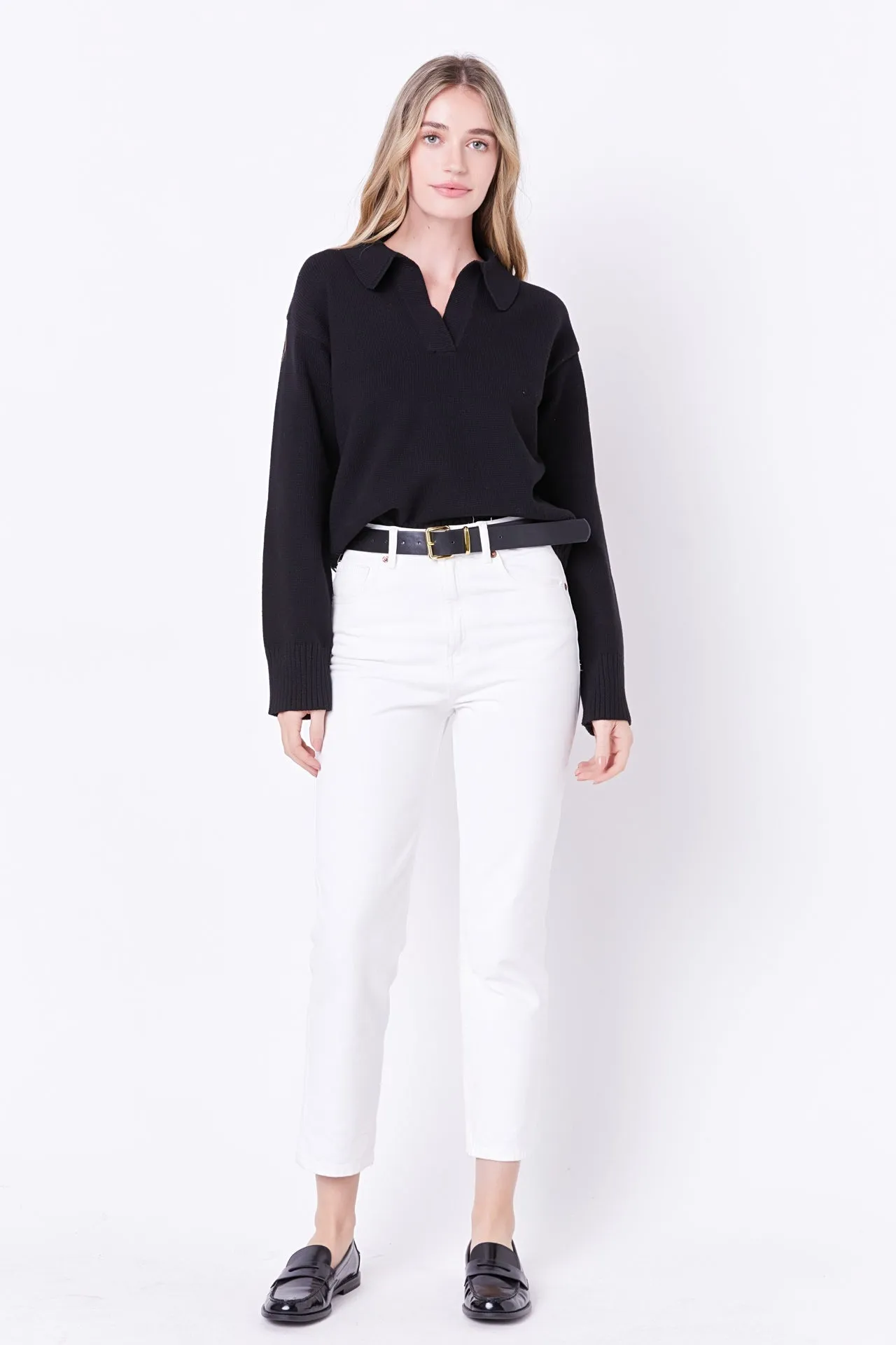 English Factory - V-neckline with Collar Sweater