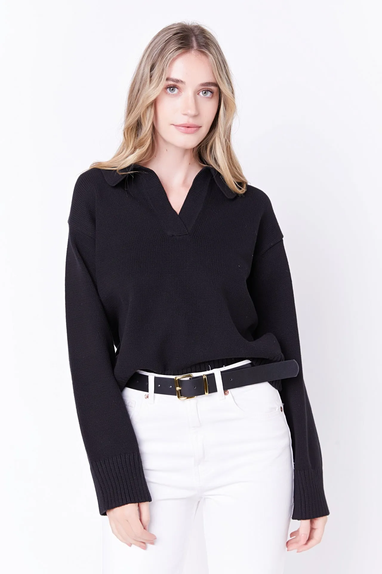 English Factory - V-neckline with Collar Sweater