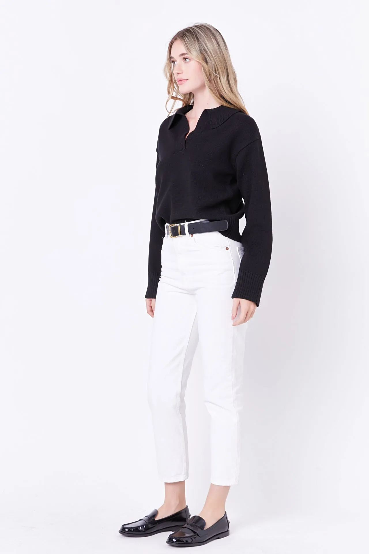 English Factory - V-neckline with Collar Sweater