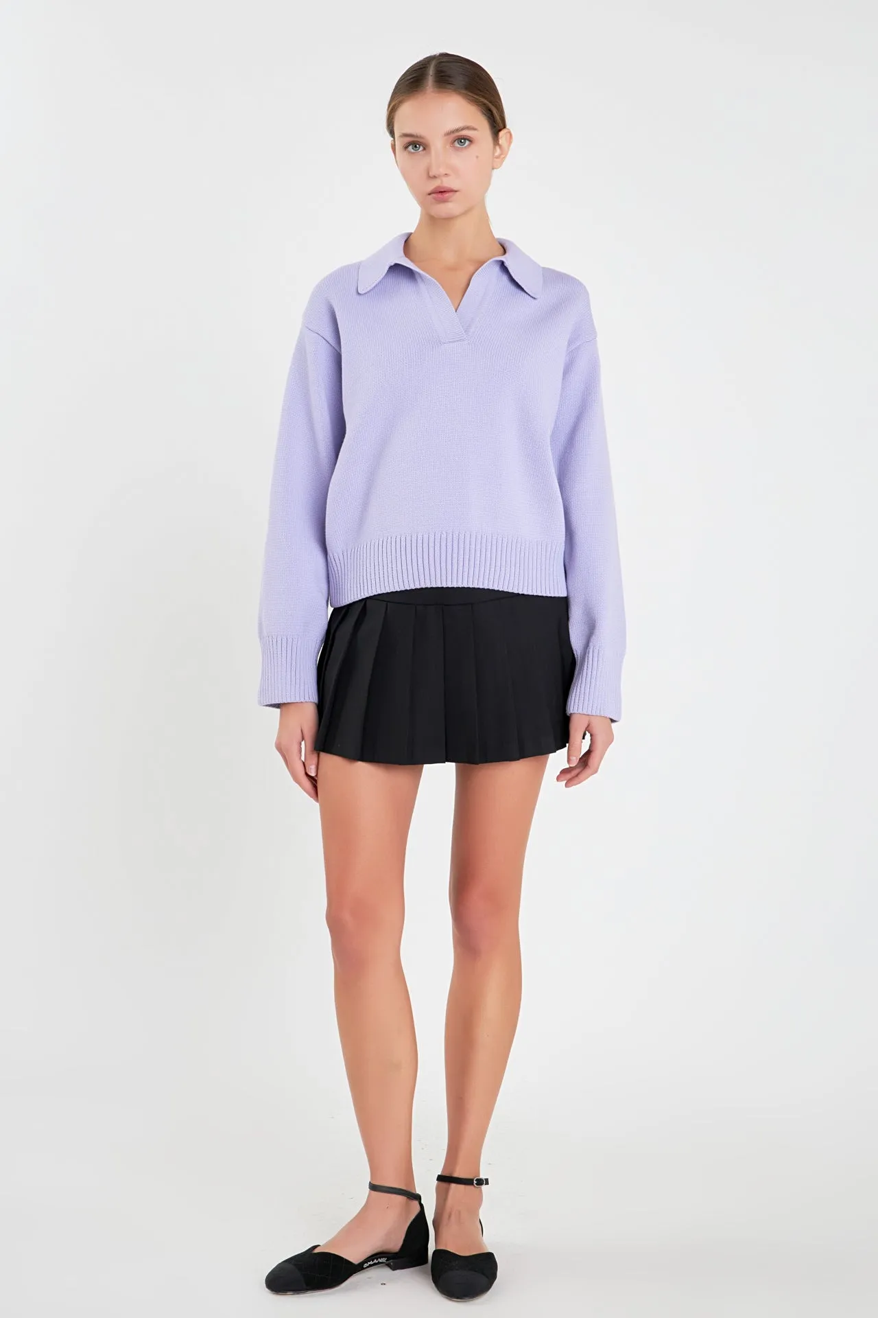 English Factory - V-neckline with Collar Sweater