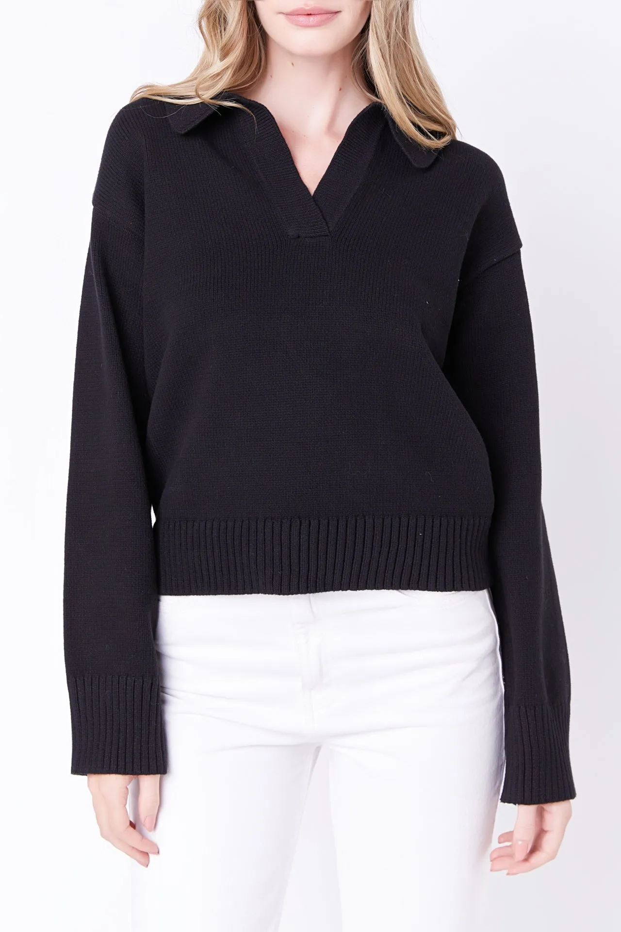 English Factory - V-neckline with Collar Sweater