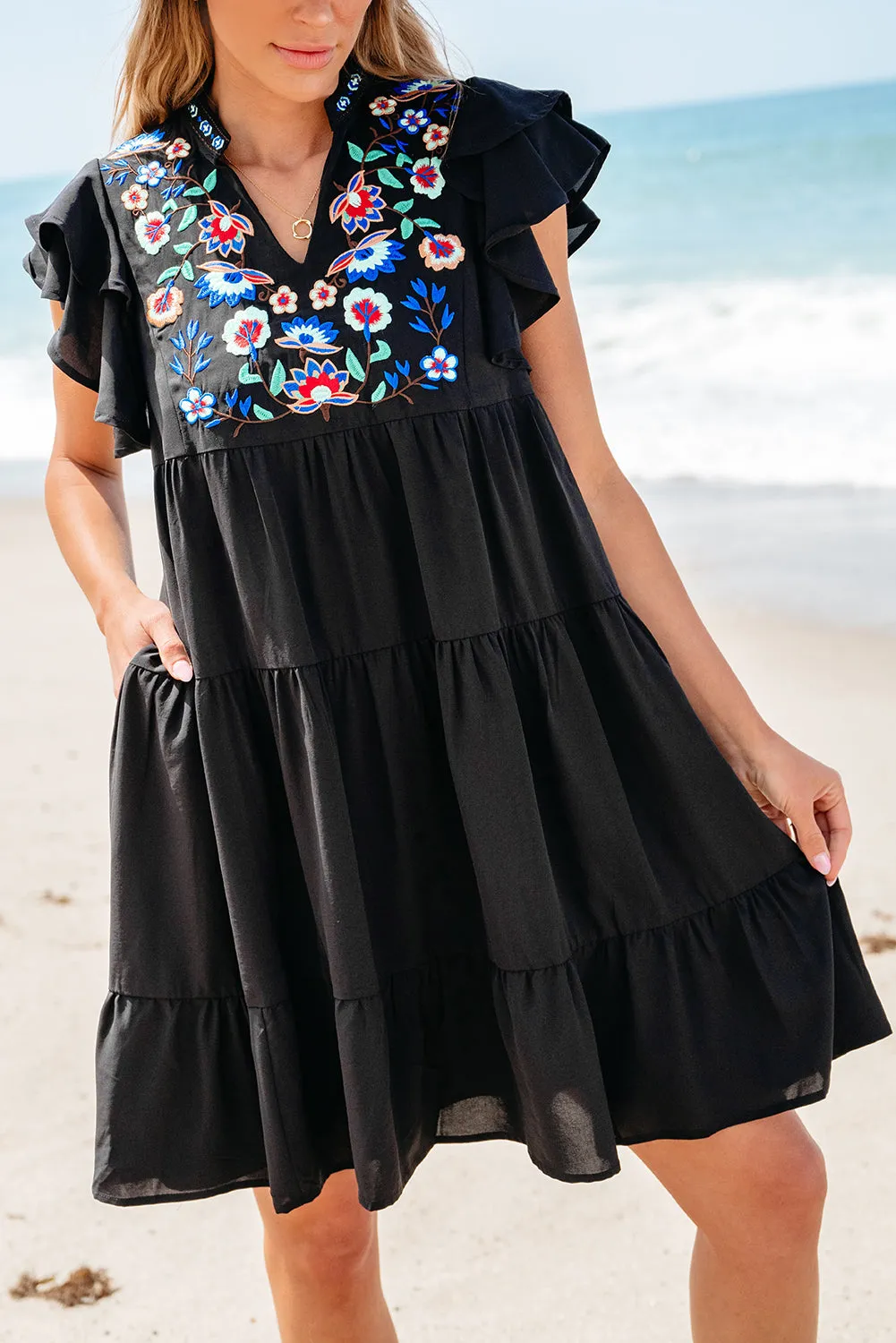 Floral Tiered Ruffled Mini Dress