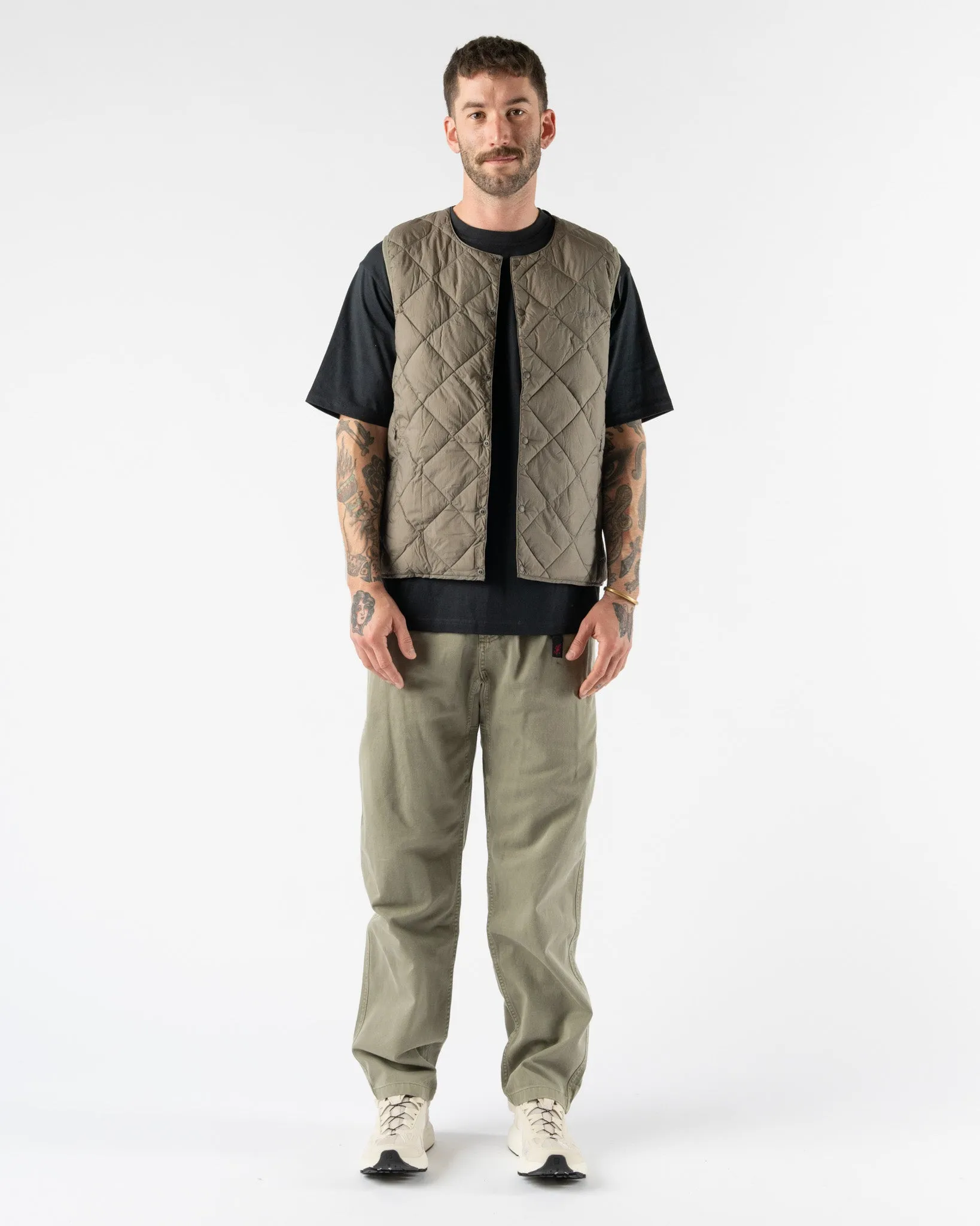 Gramicci Inner Down Vest in Stone Grey