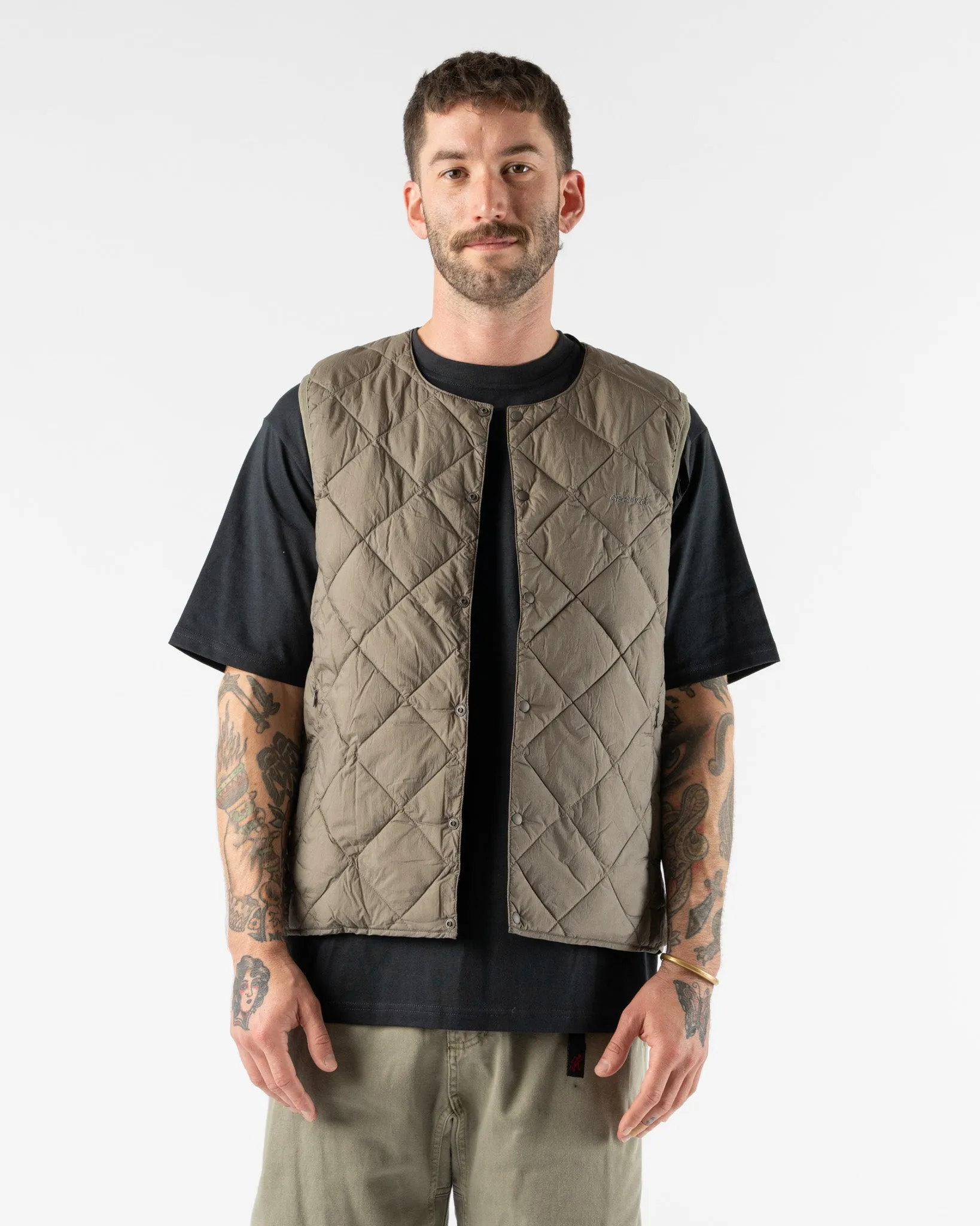 Gramicci Inner Down Vest in Stone Grey