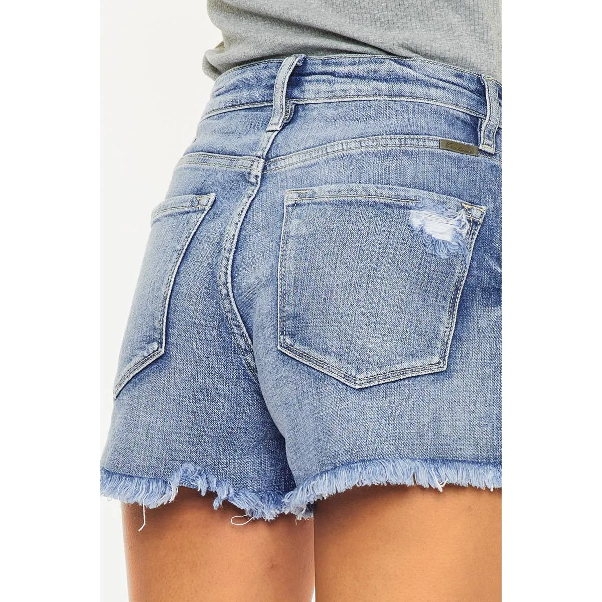 High rise mom shorts in medium denim-SALE