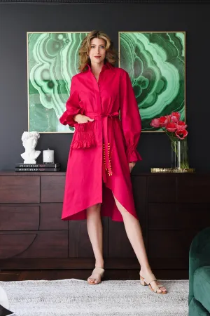 Hot Pink Poplin Shirt Dress