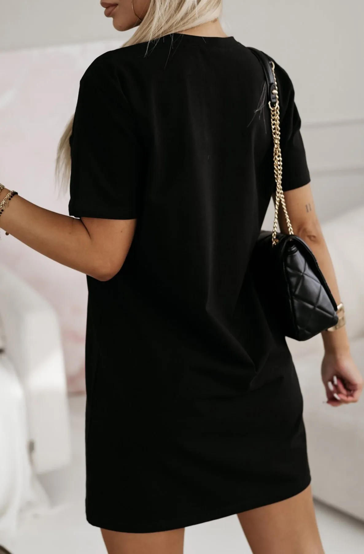 'I AM WHO I AM' Oversized Tunic T-Shirt Dress Top-Black