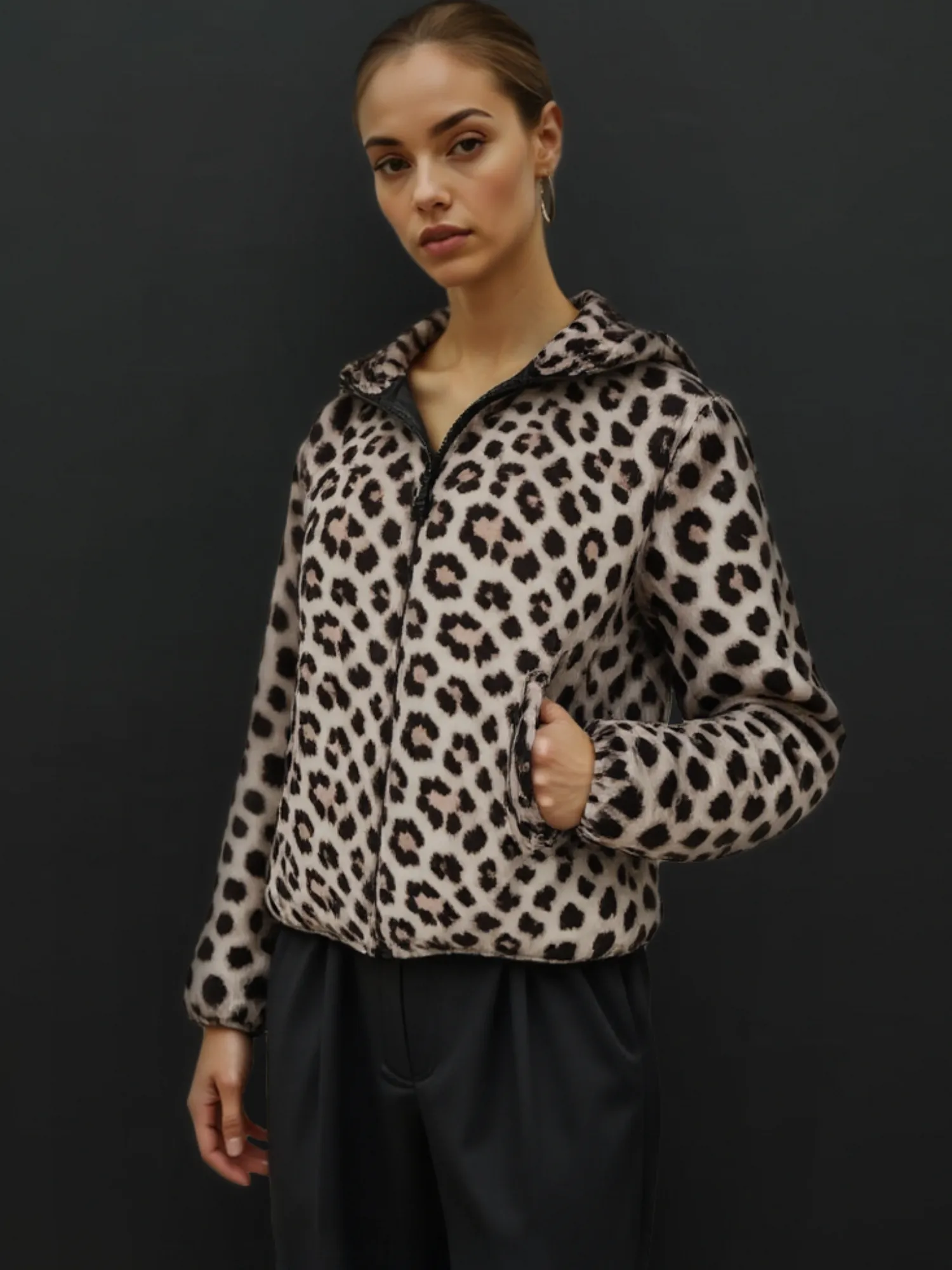 Leopard Print Windbreaker Hoodie