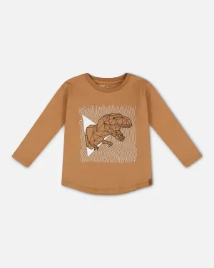 Long-Sleeve T-Shirt With Print Caramel