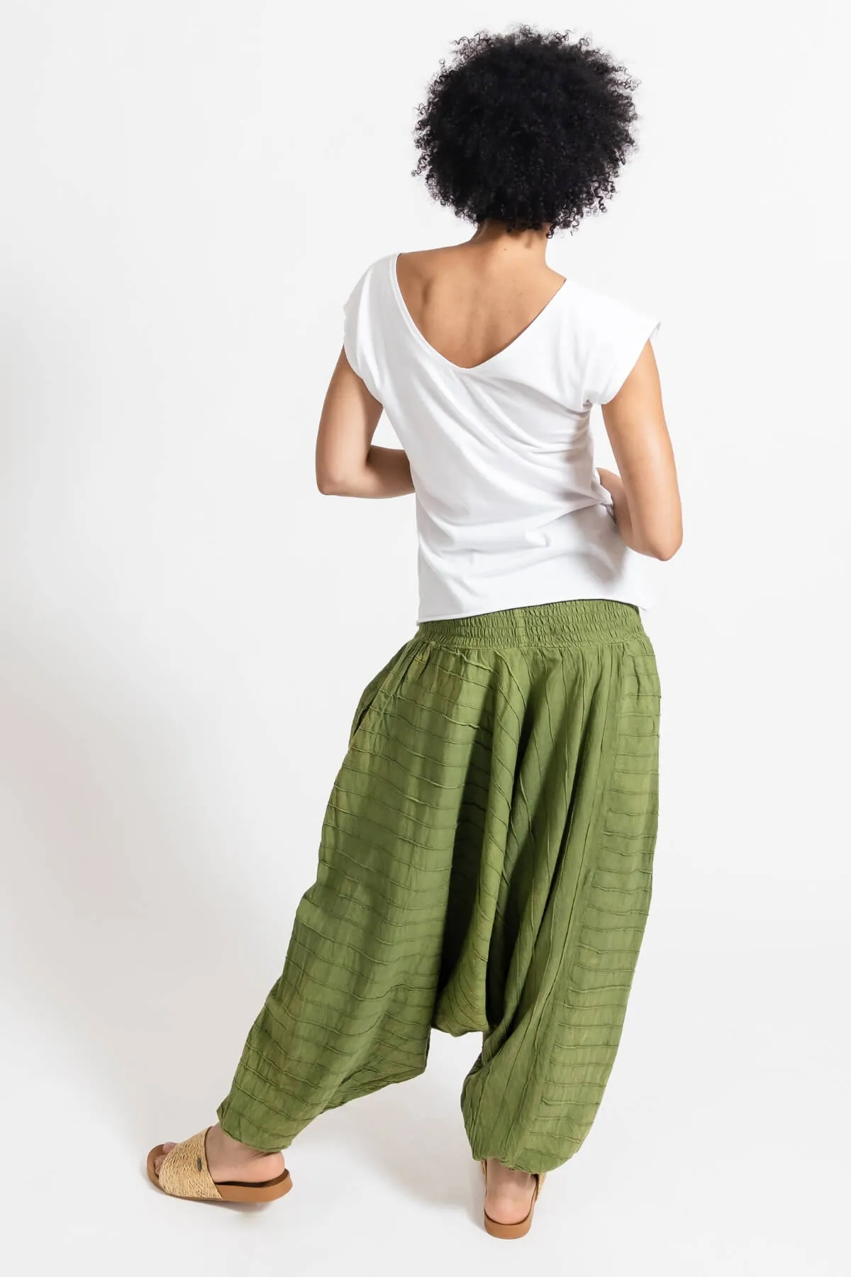 Low Crotch Pants Pintuck - Green