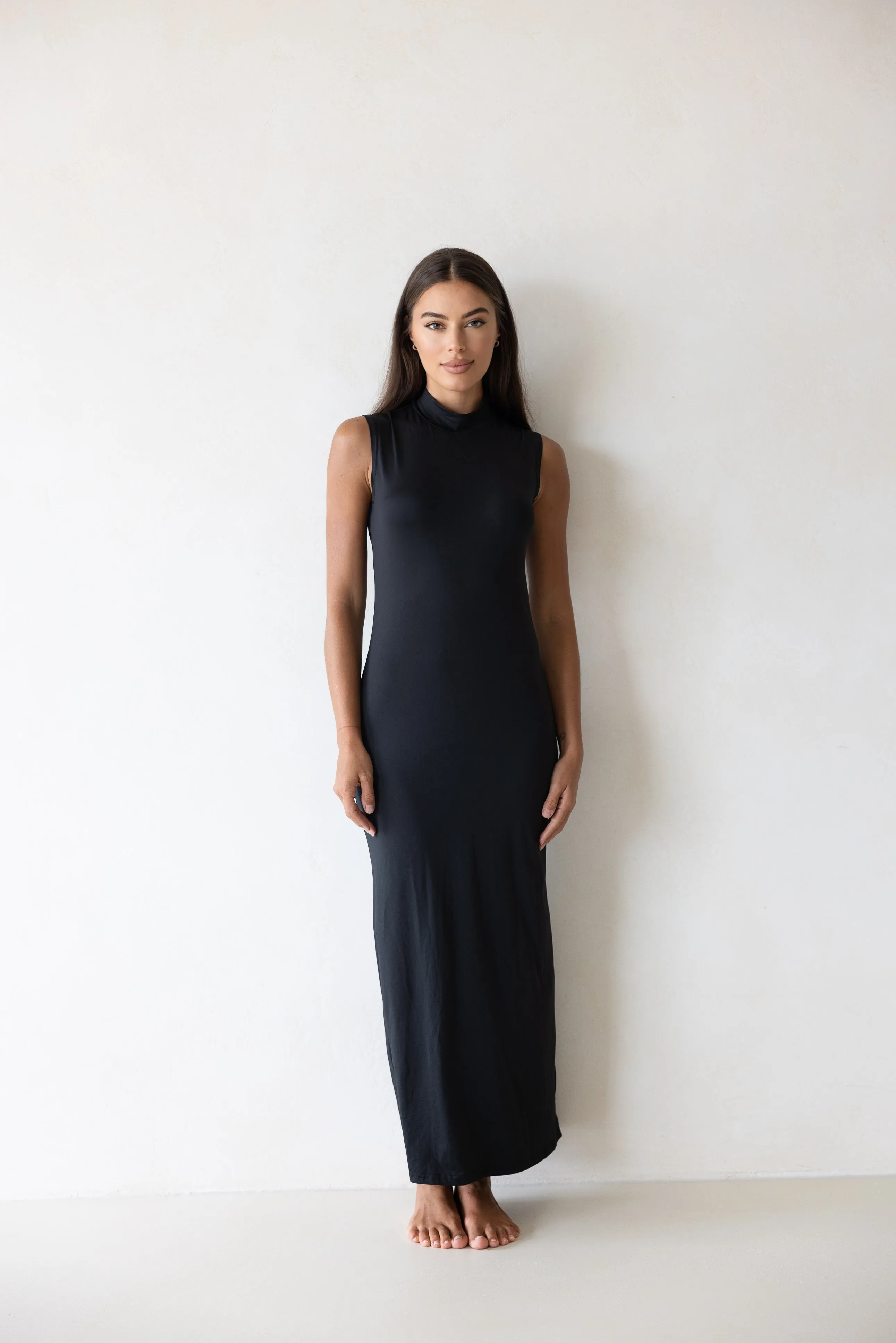 Luxe Sleeveless Slip Dress Midnight