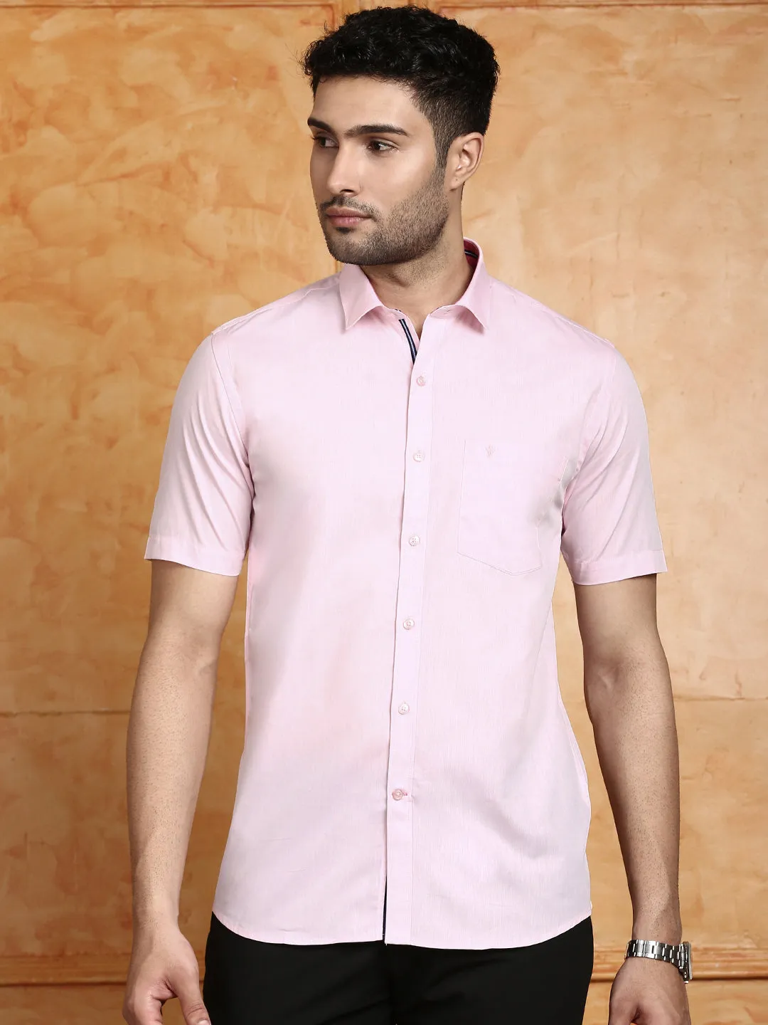 Men 100% Cotton Shirt Light Pink G115