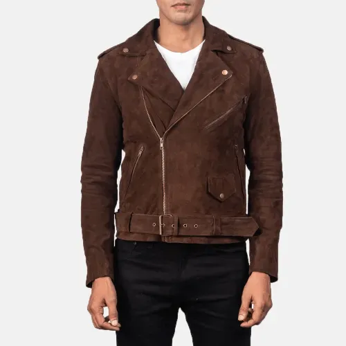 Mens Brown Suede Motorcycle Jacket