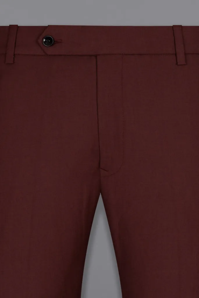 Men's Burgundy Pants Male Casual Solid Color Comfortable Quality Pure Color Trouser