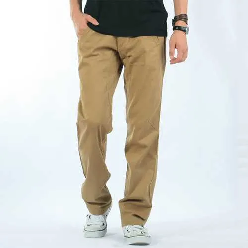 Mens Casual Loose Solid Color Cotton Cargo Pants Outdoor Working Comfortable Pants