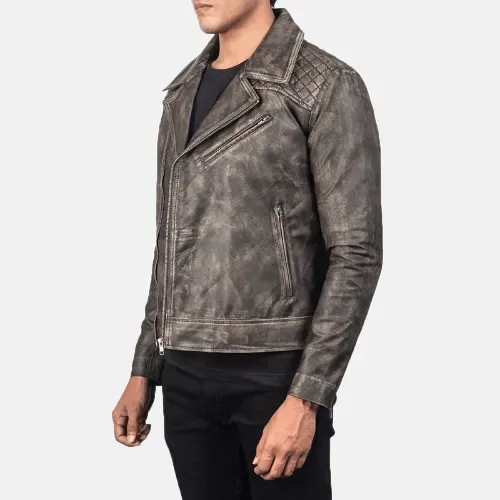 Mens Distressed Leather Motorcycle Jacket