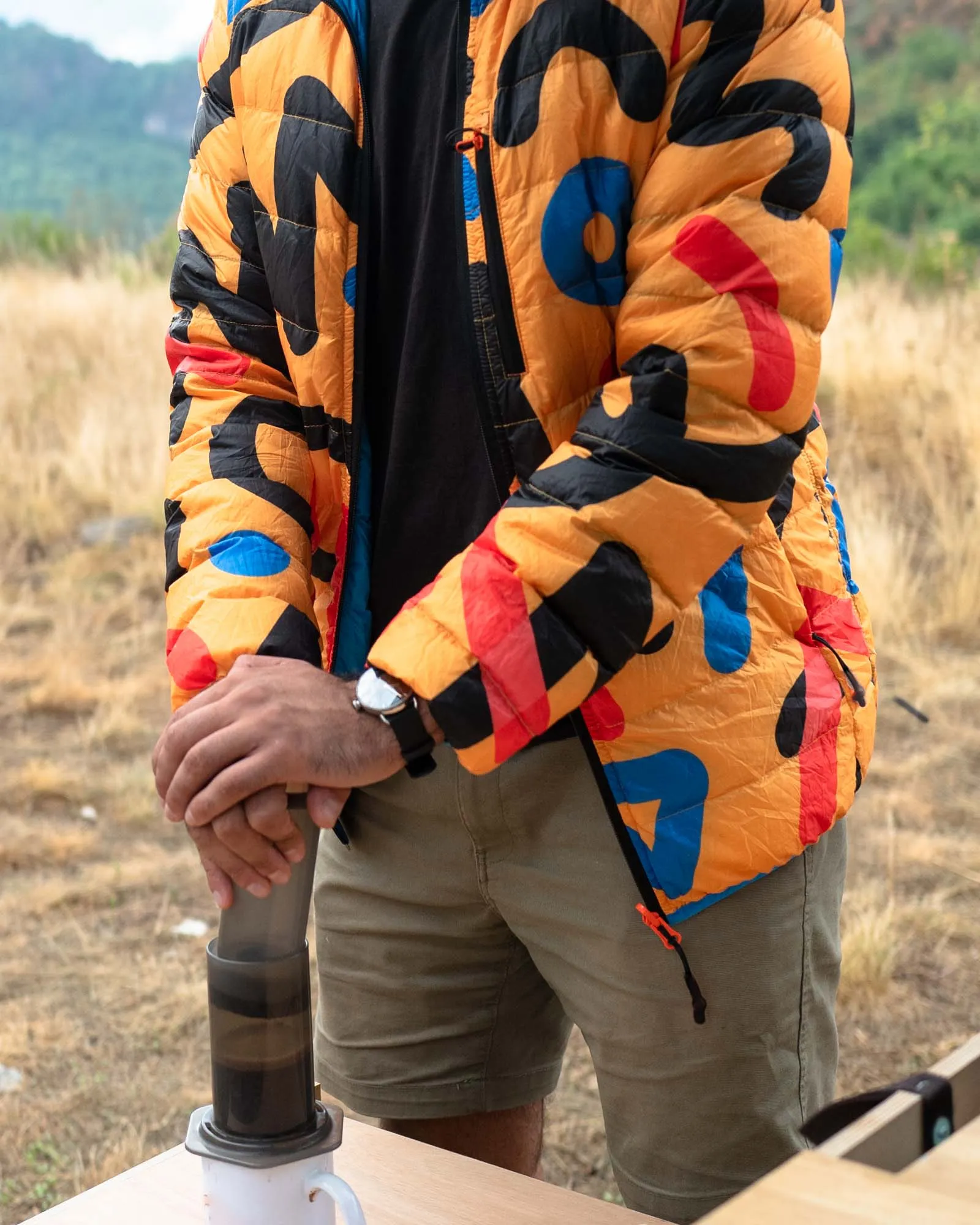 Men's Puffer-Puffer Jacket — Fizzy Yellow & Blue