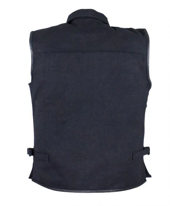 Mens Single Panel Canvas Motorcycle Vest With Gun Pockets, MV8010-CV-DL