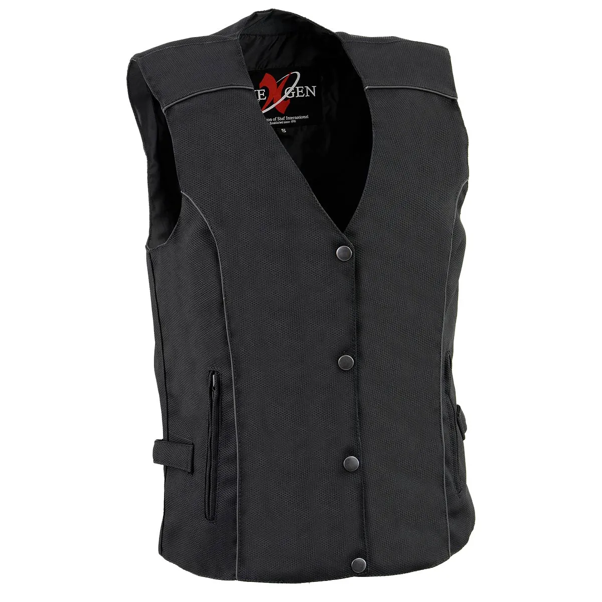 Milwaukee Leather SH1955 Ladies Black Textile Vest with Wing Embroidery